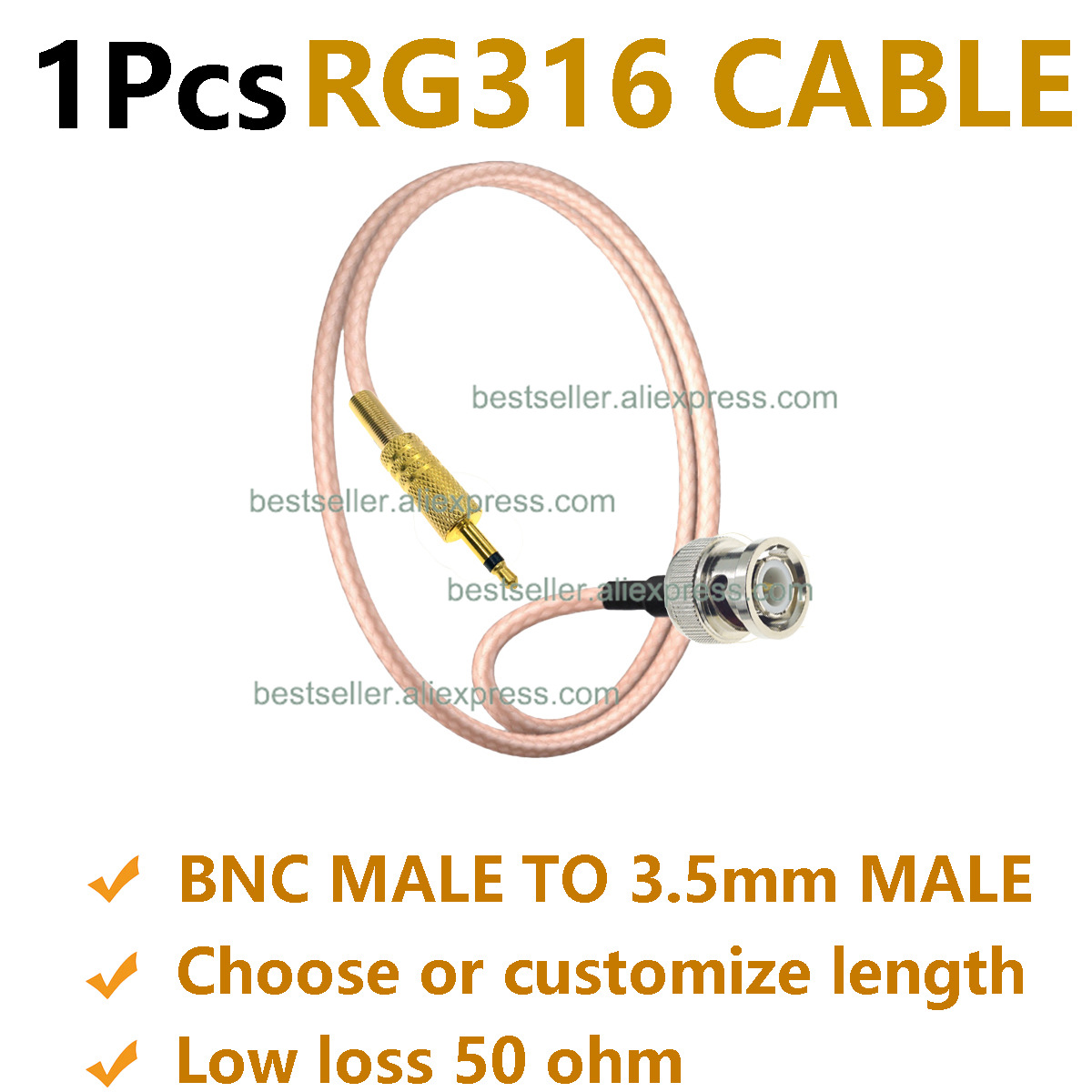 Jumper Wire Kit - 1 Stück RG316 BNC-Stecker auf 3,5
