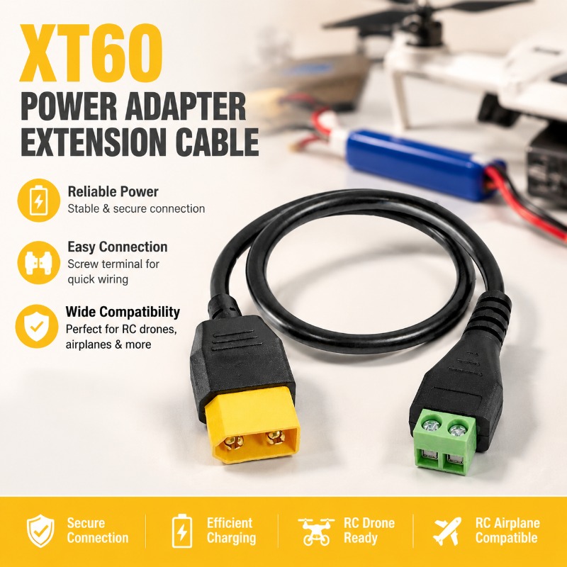 Screw Terminal Block - XT60 Stecker- und Buchsenadapter auf 2-Pin-Schraubklemmenadapterkabel,